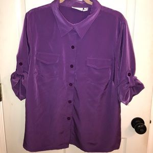 Susan Graver Peachskin Solid Roll Tab Shirt